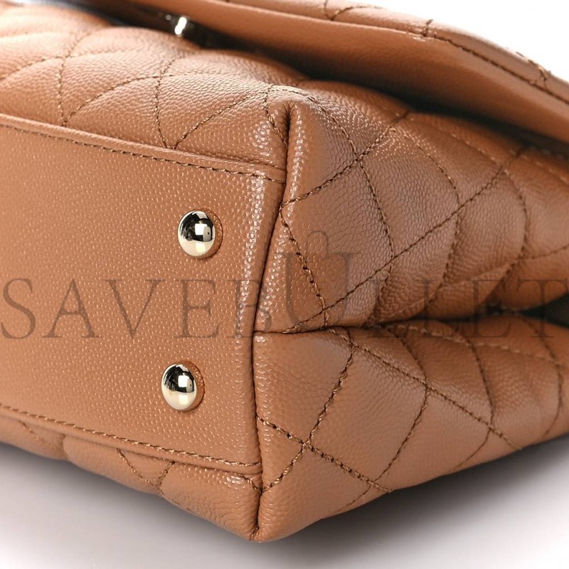 CHANEL CAVIAR QUILTED MINI COCO HANDLE FLAP BROWN ROSE GOLD HARDWARE (23*15*10cm) CHANEL CAVIAR QUILTED MINI COCO HANDLE FLAP BROWN ROSE GOLD HARDWARE (23*15*10cm)