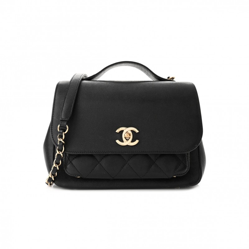 CHANEL CAVIAR QUILTED MEDIUM BUSINESS AFFINITY FLAP BLACK ROSE GOLD HARDWARE (22*17*7cm)