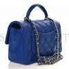 CHANEL LAMBSKIN QUILTED MINI TOP HANDLE RECTANGULAR FLAP BLUE ROSE GOLD HARDWARE (20*12*6cm) CHANEL LAMBSKIN QUILTED MINI TOP HANDLE RECTANGULAR FLAP BLUE ROSE GOLD HARDWARE (20*12*6cm)