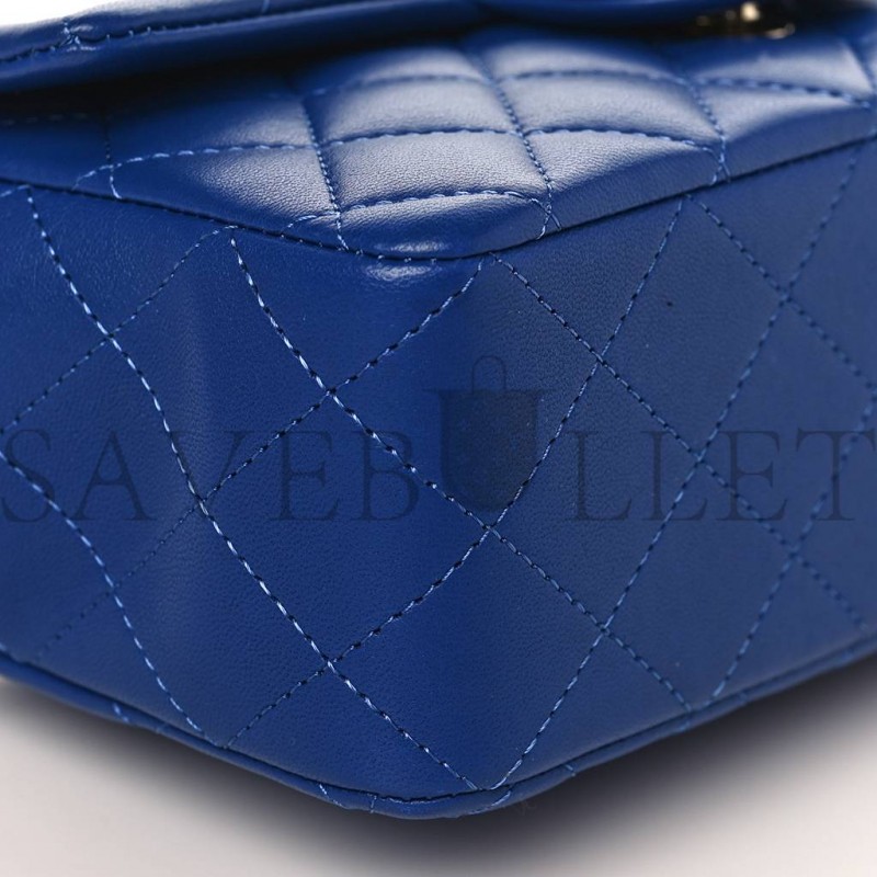 CHANEL LAMBSKIN QUILTED MINI TOP HANDLE RECTANGULAR FLAP BLUE ROSE GOLD HARDWARE (20*12*6cm) CHANEL LAMBSKIN QUILTED MINI TOP HANDLE RECTANGULAR FLAP BLUE ROSE GOLD HARDWARE (20*12*6cm)