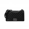 CHANEL CALFSKIN QUILTED MEDIUM BOY FLAP BLACK SILVER HARDWARE (25*14*9cm) CHANEL CALFSKIN QUILTED MEDIUM BOY FLAP BLACK SILVER HARDWARE (25*14*9cm)