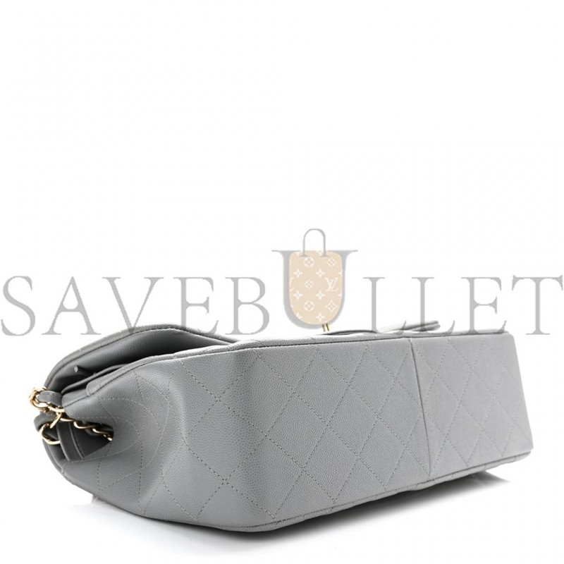 CHANEL CAVIAR QUILTED JUMBO DOUBLE FLAP GREY ROSE GOLD HARDWARE (30*19*8cm) CHANEL CAVIAR QUILTED JUMBO DOUBLE FLAP GREY ROSE GOLD HARDWARE (30*19*8cm)
