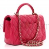 CHANEL LAMBSKIN QUILTED MINI TOP HANDLE RECTANGULAR FLAP DARK PINK ROSE GOLD HARDWARE (19*13*7cm) CHANEL LAMBSKIN QUILTED MINI TOP HANDLE RECTANGULAR FLAP DARK PINK ROSE GOLD HARDWARE (19*13*7cm)