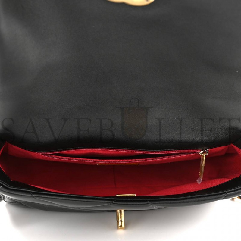 CHANEL LAMBSKIN QUILTED MEDIUM CHANEL 19 FLAP BLACK GOLD HARDWARE (25*16*7cm) CHANEL LAMBSKIN QUILTED MEDIUM CHANEL 19 FLAP BLACK GOLD HARDWARE (25*16*7cm)