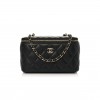 CHANEL LAMBSKIN QUILTED PEARL CRUSH SMALL VANITY CASE WITH CHAIN BLACK ROSE GOLD HARDWARE (17*10*8cm)