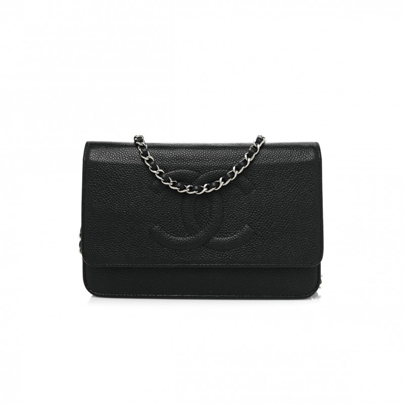 CHANEL CAVIAR TIMELESS CC WALLET ON CHAIN WOC BLACK (19*13*3cm)