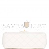 CHANEL PEARL CRUSH MINI RECTANGULAR FLAP BAG WHITE LAMBSKIN ANTIQUE GOLD HARDWARE (20*13*6cm)