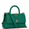 CHANEL SMALL COCO HANDLE FLAP BAG GREEN CAVIAR LIGHT GOLD HARDWARE (23*15*10cm)