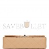 CHANEL MEDIUM CLASSIC DOUBLE FLAP BAG BEIGE LAMBSKIN SILVER HARDWARE (25*15*7cm)