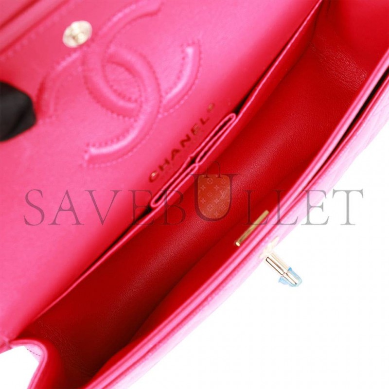 CHANEL SMALL CLASSIC DOUBLE FLAP FUCHSIA CAVIAR LIGHT GOLD HARDWARE (23*13*6cm) CHANEL SMALL CLASSIC DOUBLE FLAP FUCHSIA CAVIAR LIGHT GOLD HARDWARE (23*13*6cm)