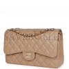 CHANEL JUMBO CLASSIC DOUBLE FLAP BAG DARK BEIGE CAVIAR GOLD HARDWARE (30*20*9cm)