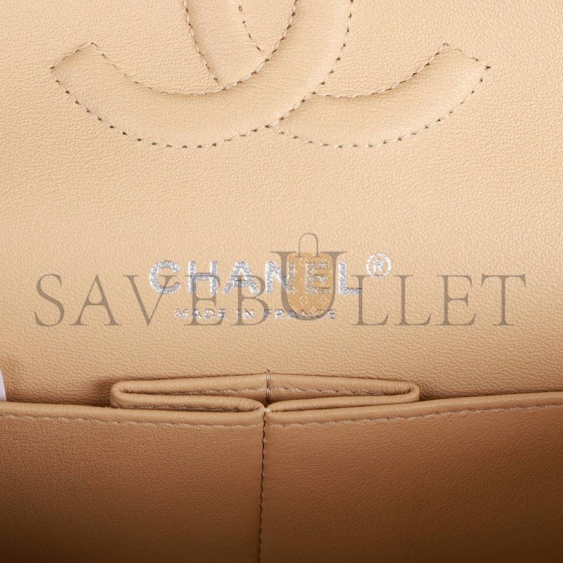 CHANEL MEDIUM CLASSIC DOUBLE FLAP BAG BEIGE CAVIAR SILVER HARDWARE (25*15*7cm) CHANEL MEDIUM CLASSIC DOUBLE FLAP BAG BEIGE CAVIAR SILVER HARDWARE (25*15*7cm)