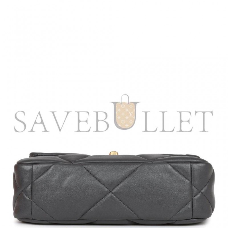 CHANEL MEDIUM 19 FLAP BAG GREY CALFSKIN MIXED HARDWARE (25*16*9cm) CHANEL MEDIUM 19 FLAP BAG GREY CALFSKIN MIXED HARDWARE (25*16*9cm)
