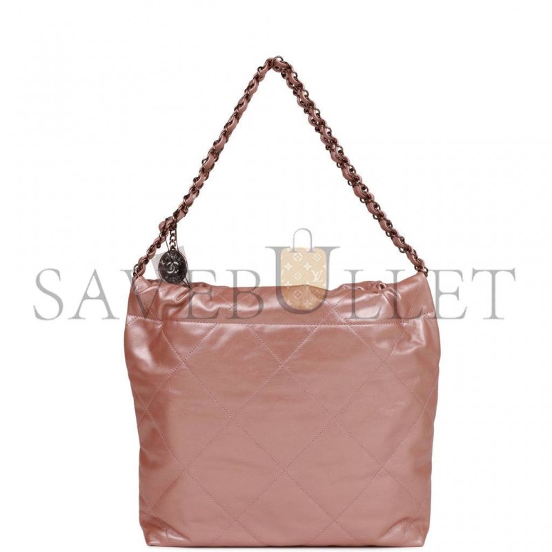 CHANEL SMALL 22 BAG COPPER CALFSKIN ROSE GOLD HARDWARE (37*35*7cm)