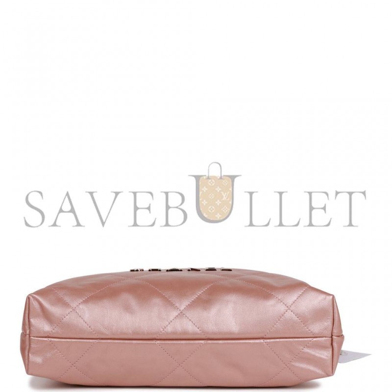 CHANEL SMALL 22 BAG COPPER CALFSKIN ROSE GOLD HARDWARE (37*35*7cm)