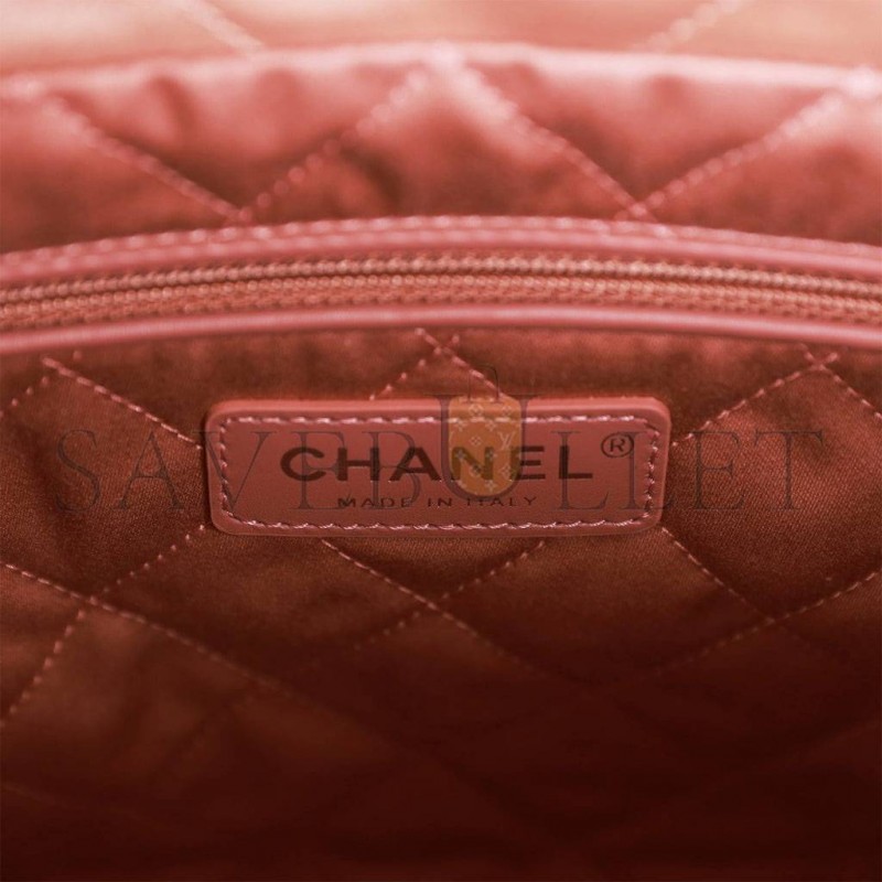 CHANEL SMALL 22 BAG COPPER CALFSKIN ROSE GOLD HARDWARE (37*35*7cm)