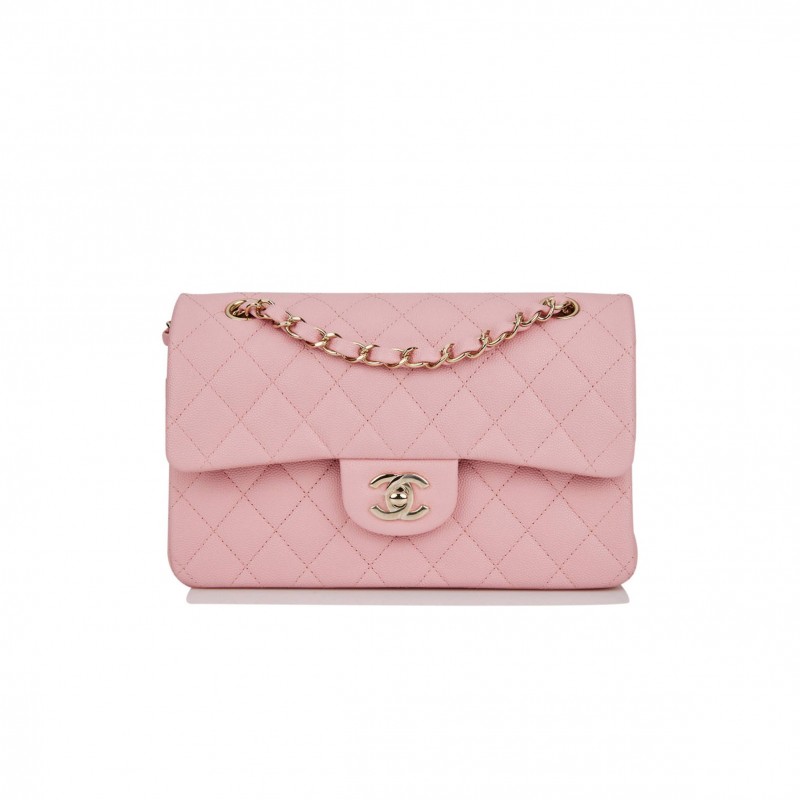 CHANEL SMALL CLASSIC DOUBLE FLAP PINK CAVIAR LIGHT GOLD HARDWARE (23*13*6cm) CHANEL SMALL CLASSIC DOUBLE FLAP PINK CAVIAR LIGHT GOLD HARDWARE (23*13*6cm)