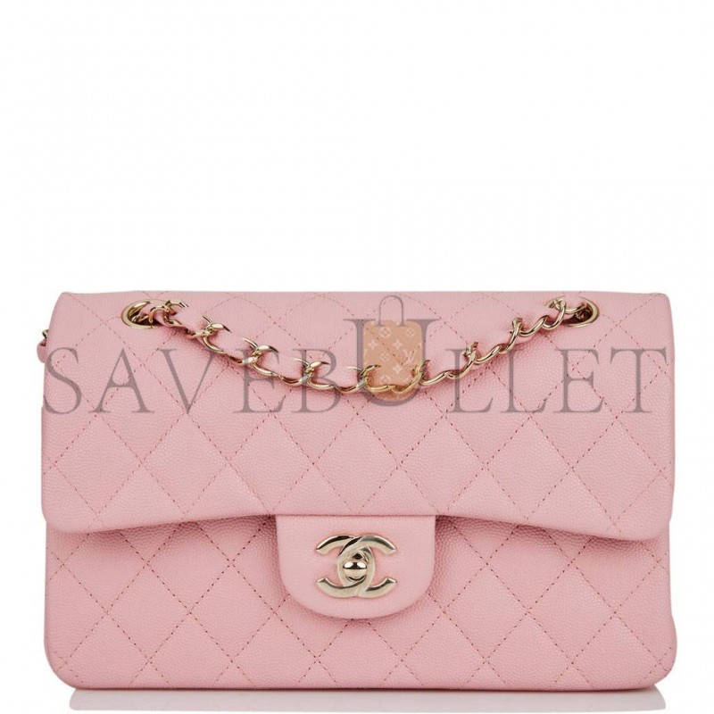 CHANEL SMALL CLASSIC DOUBLE FLAP PINK CAVIAR LIGHT GOLD HARDWARE (23*13*6cm) CHANEL SMALL CLASSIC DOUBLE FLAP PINK CAVIAR LIGHT GOLD HARDWARE (23*13*6cm)