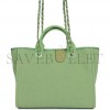 CHANEL SMALL DEAUVILLE SHOPPING BAG GREEN BOUCLE LIGHT GOLD HARDWARE (34*27*15cm)