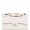 CHANEL SMALL CLASSIC DOUBLE FLAP WHITE CAVIAR  GOLD HARDWARE (23*13*6cm)