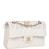 CHANEL SMALL CLASSIC DOUBLE FLAP WHITE CAVIAR  GOLD HARDWARE (23*13*6cm)