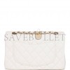 CHANEL SMALL CLASSIC DOUBLE FLAP WHITE CAVIAR  GOLD HARDWARE (23*13*6cm)