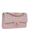 CHANEL MEDIUM CLASSIC DOUBLE FLAP BAG LIGHT PINK CAVIAR LIGHT GOLD HARDWARE (25.5*15.2*7cm)