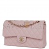 CHANEL MEDIUM CLASSIC DOUBLE FLAP BAG LIGHT PINK CAVIAR LIGHT GOLD HARDWARE (25.5*15.2*7cm)