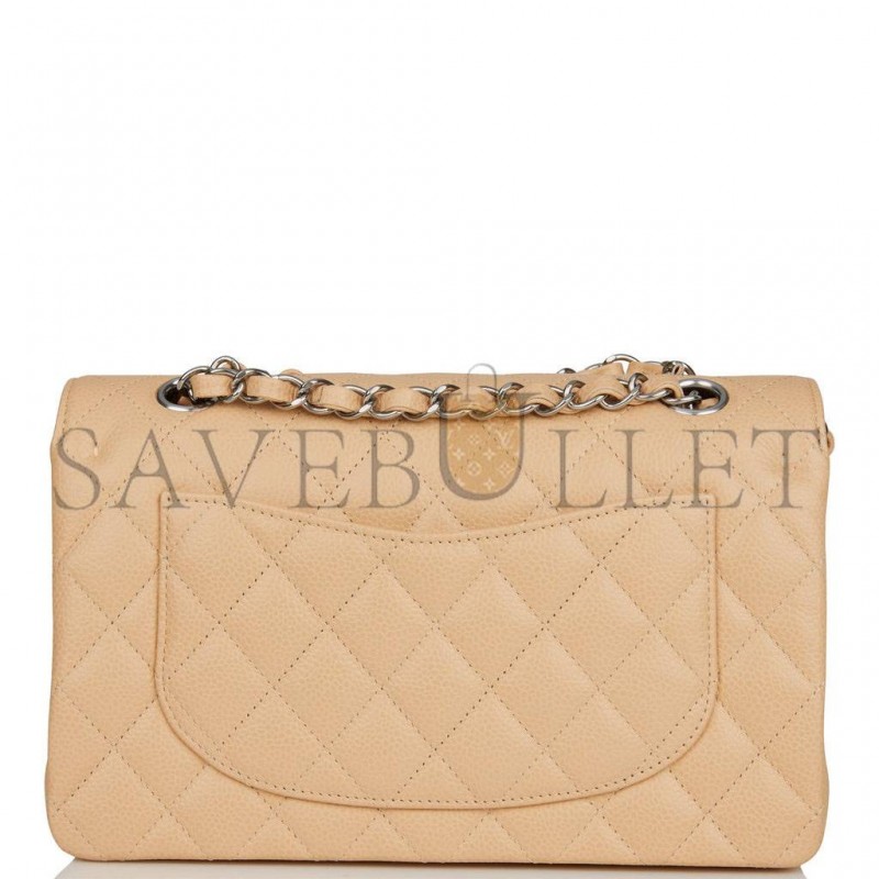 CHANEL SMALL CLASSIC DOUBLE FLAP BAG BEIGE CAVIAR SILVER HARDWARE (23*13*6cm) CHANEL SMALL CLASSIC DOUBLE FLAP BAG BEIGE CAVIAR SILVER HARDWARE (23*13*6cm)