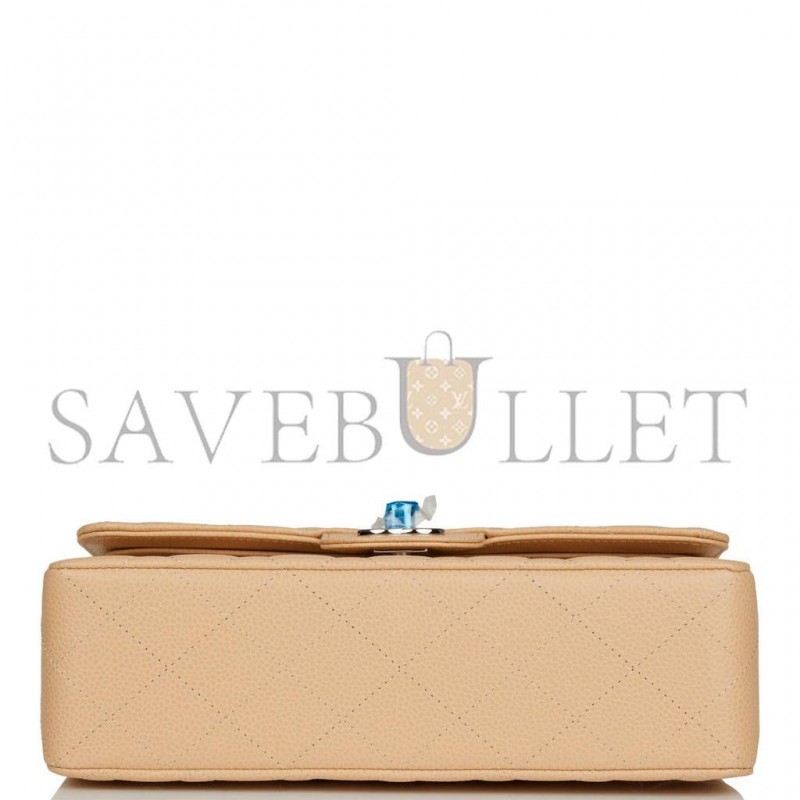CHANEL SMALL CLASSIC DOUBLE FLAP BAG BEIGE CAVIAR SILVER HARDWARE (23*13*6cm) CHANEL SMALL CLASSIC DOUBLE FLAP BAG BEIGE CAVIAR SILVER HARDWARE (23*13*6cm)
