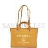 CHANEL SMALL DEAUVILLE SHOPPING BAG DARK YELLOW BOUCLE LIGHT GOLD HARDWARE (34*27*15cm)