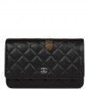 CHANEL WALLET ON CHAIN WOC BLACK LAMBSKIN SILVER HARDWARE (19*12*4cm)