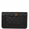 CHANEL WALLET ON CHAIN WOC BLACK LAMBSKIN SILVER HARDWARE (19*12*4cm)