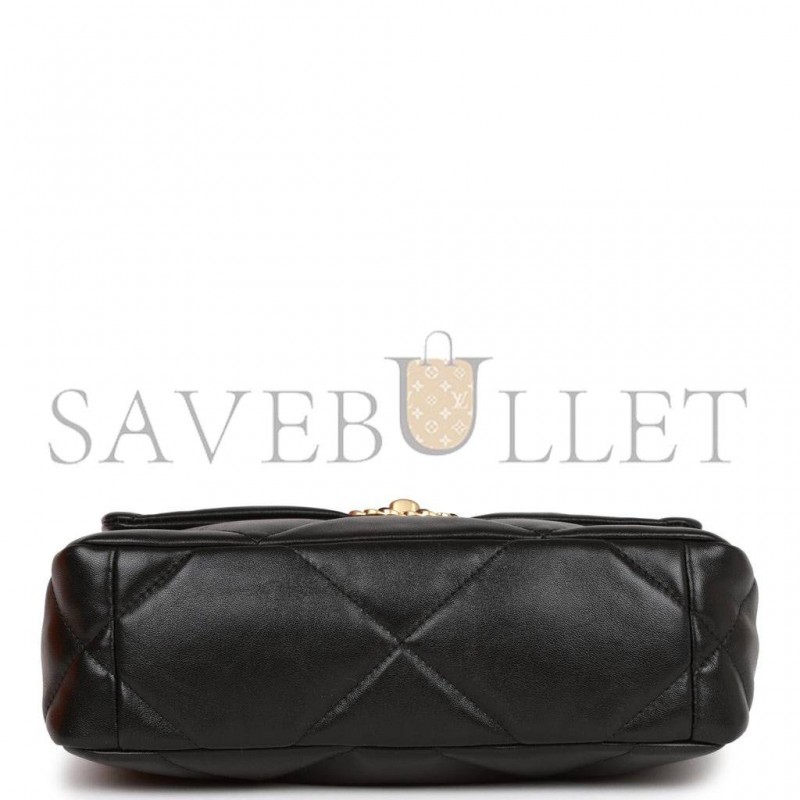 CHANEL MEDIUM 19 FLAP BAG BLACK LAMBSKIN MIXED HARDWARE (25*16*9cm) CHANEL MEDIUM 19 FLAP BAG BLACK LAMBSKIN MIXED HARDWARE (25*16*9cm)
