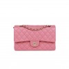 CHANEL MEDIUM CLASSIC DOUBLE FLAP BAG DARK PINK CAVIAR LIGHT GOLD HARDWARE (25*15*7cm)