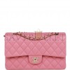 CHANEL MEDIUM CLASSIC DOUBLE FLAP BAG DARK PINK CAVIAR LIGHT GOLD HARDWARE (25*15*7cm)