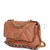 CHANEL MEDIUM 19 FLAP BAG CARAMEL CALFSKIN MIXED HARDWARE (25*16*9cm)