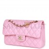 CHANEL SMALL CLASSIC DOUBLE FLAP PINK LAMBSKIN LIGHT GOLD HARDWARE (23*13*6cm)