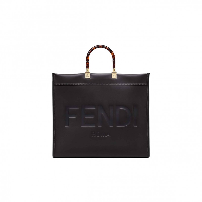 FENDI LARGE FENDI SUNSHINE - BLACK LEATHER SHOPPER 8BH372ABVLF0KUR (40.5*35*21.5cm)