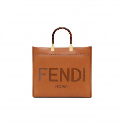 FENDI SUNSHINE MEDIUM - BROWN LEATHER SHOPPER 8BH386ABVLF0PWZ (35*31*17cm)