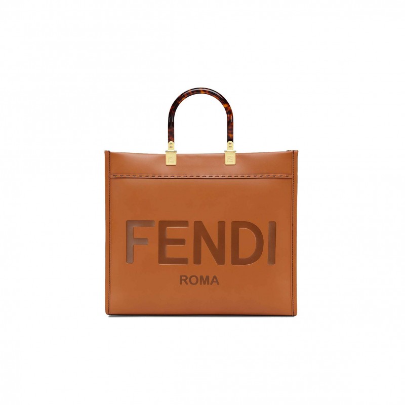 FENDI SUNSHINE MEDIUM - BROWN LEATHER SHOPPER 8BH386ABVLF0PWZ (35*31*17cm)