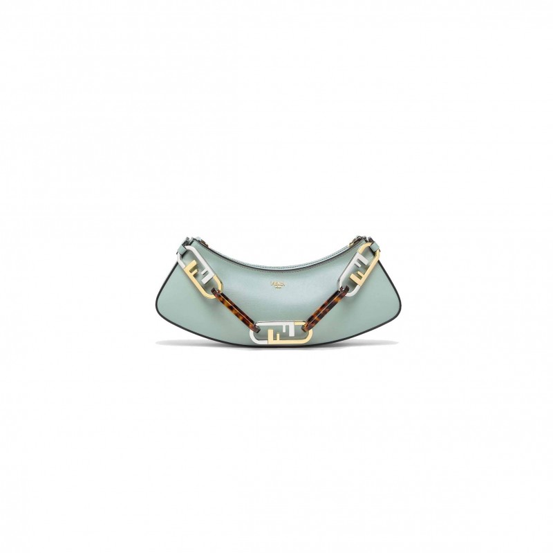 FENDI O’LOCK SWING - MINT GREEN LEATHER POUCH 8BS068AHM0F1DMZ (32*11*5cm)