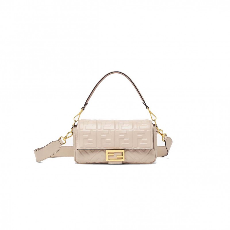 FENDI BAGUETTE - BEIGE NAPPA LEATHER BAG 8BR600A72VF19T5 (27*15*6cm)