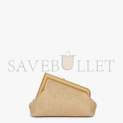 FENDI FIRST SMALL - BEIGE RAFFIA MACRAME BAG 8BP129AL9AF1EEB (26*18*9.5cm)