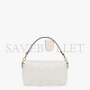 FENDI BAGUETTE - WHITE FF CANVAS BAG 8BR600AMCDF1CFK (27*15*6cm)