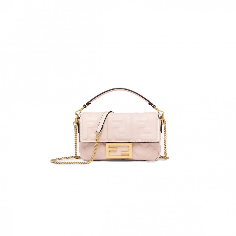 FENDI BAGUETTE MINI - PINK FF NAPPA LEATHER BAG 8BS017A72VF180X (19*11.5*4cm)