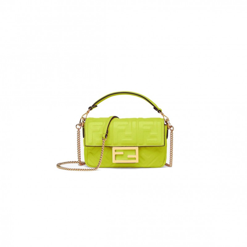 FENDI BAGUETTE MINI - ACID GREEN NAPPA LEATHER BAG 8BS017A72VF1JCM (19*11.5*4cm)