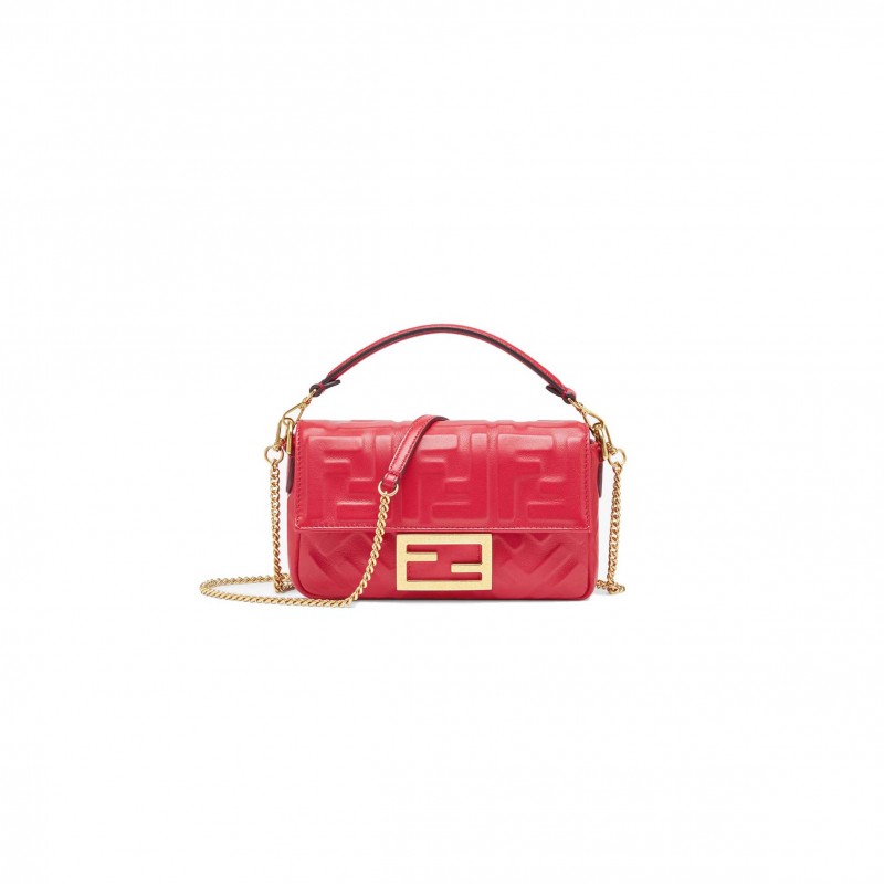 FENDI BAGUETTE MINI - RED FF NAPPA LEATHER BAG 8BS017A72VF1844 (19*11.5*4cm)