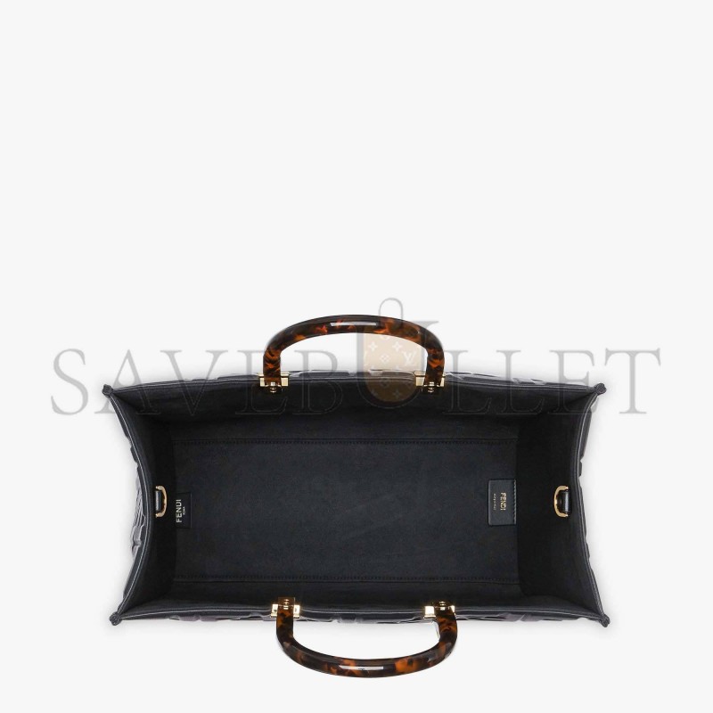 FENDI SUNSHINE MEDIUM - BLACK LEATHER SHOPPER 8BH386AMCVF0KUR (35*31*17cm)