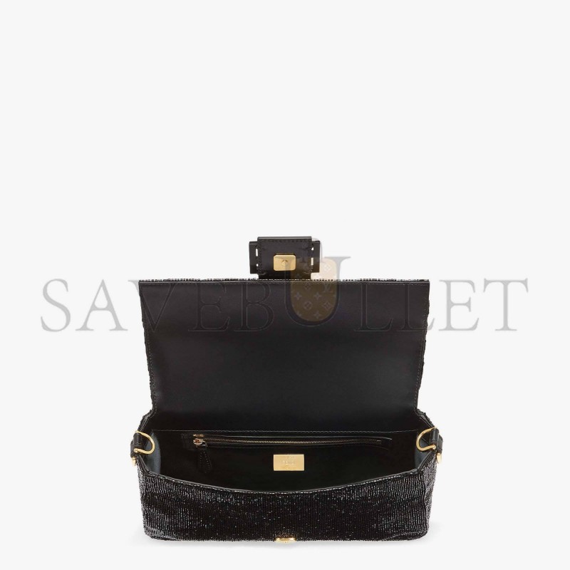 FENDI BAGUETTE - RE-EDITION BAG IN BLACK BEADS 8BR600AM2LF0KUR (27*15*6cm)